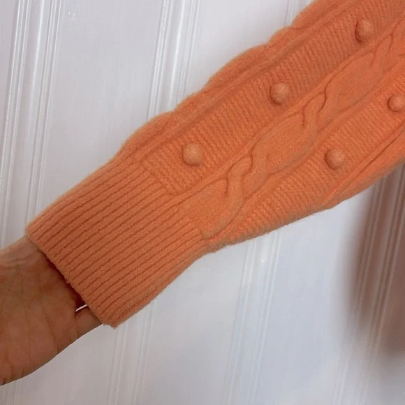 Large Oversized Peach Popcorn Chunky Knit Sweater - Picture 7 of 7